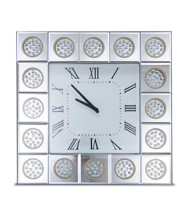 Montreal Square Wall Clock w/Crystal Accents - Luxe Home Furnishings (Jersey City, NJ)