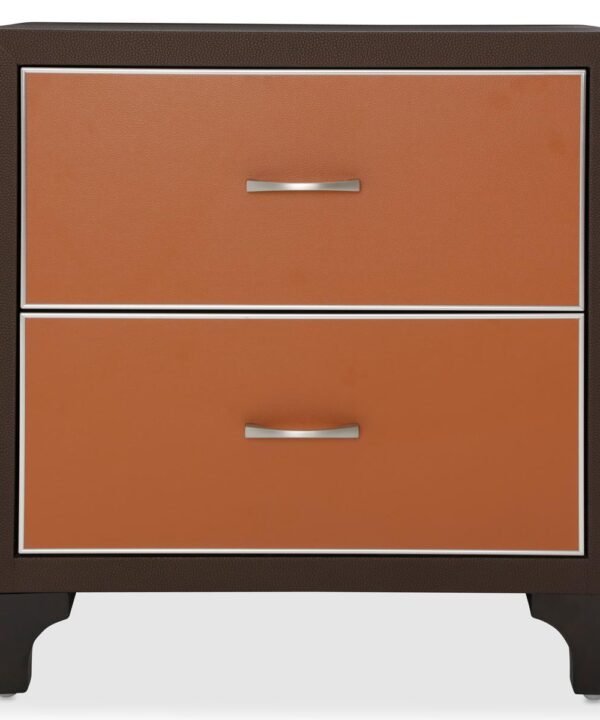 21 Cosmopolitan 2 Drawer Nightstand in Orange/Umber - Luxe Home Furnishings (Jersey City, NJ)