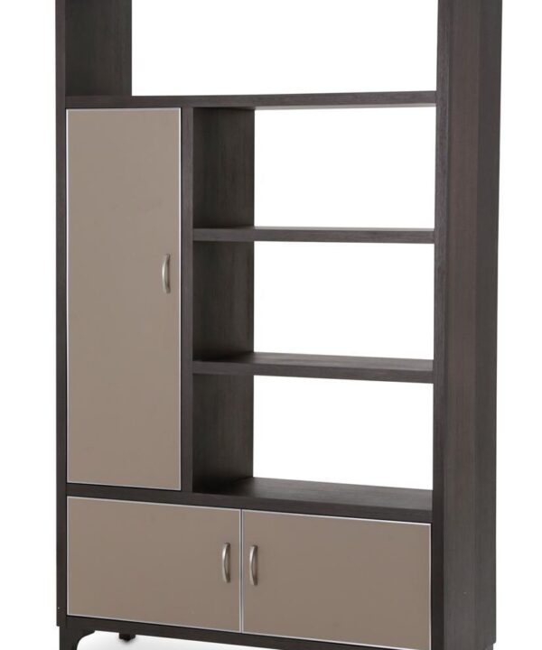 21 Cosmopolitan Left Bookcase in Taupe/Umber - Luxe Home Furnishings (Jersey City, NJ)