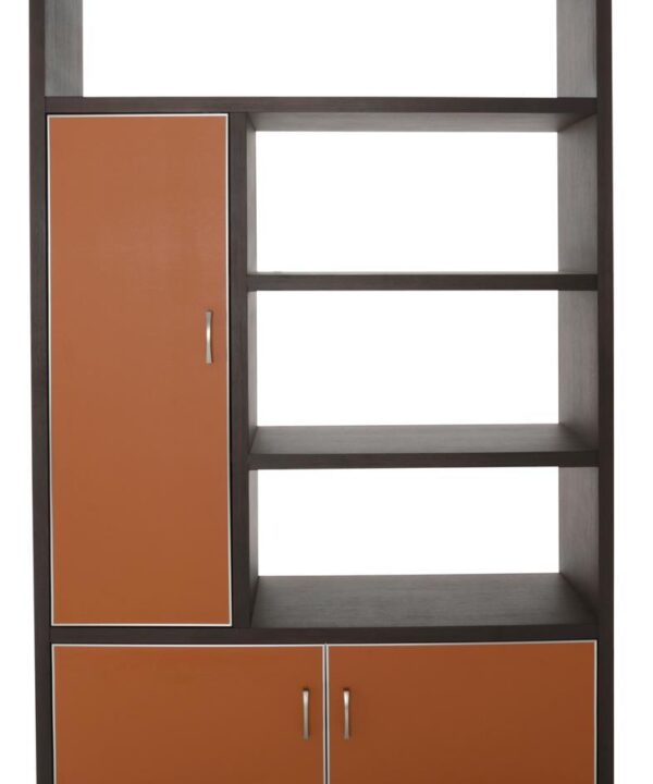 21 Cosmopolitan Left Bookcase in Umber/Orange - Luxe Home Furnishings (Jersey City, NJ)