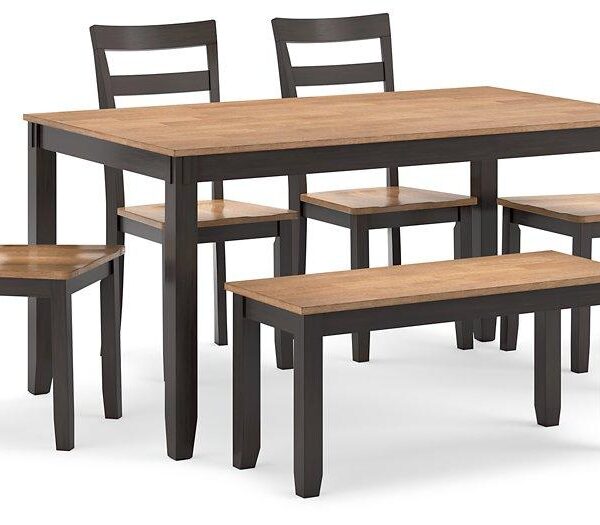 Gesthaven Dining Table with 4 Chairs and Bench (Set of 6)