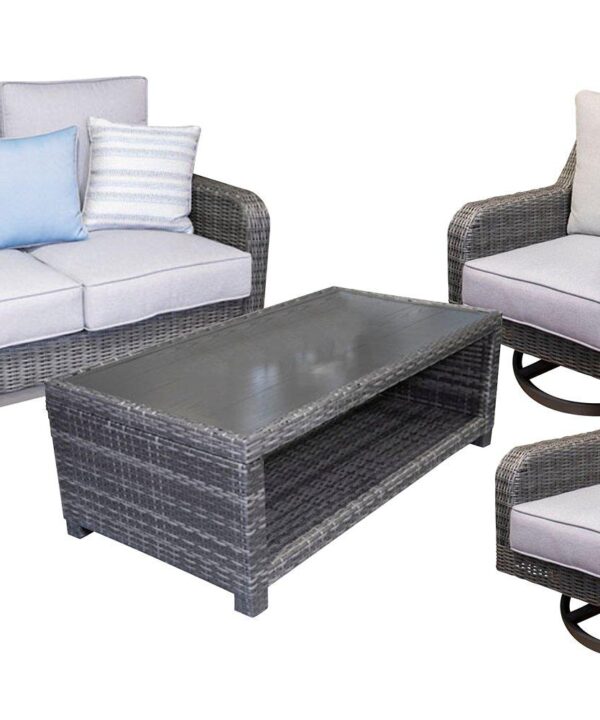 Elite Park Outdoor Loveseat, Lounge Chairs and Cocktail Table