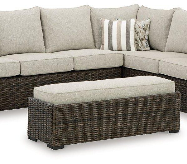 Brook Ranch Outdoor Sofa Sectional/Bench with Cushion (Set of 3)