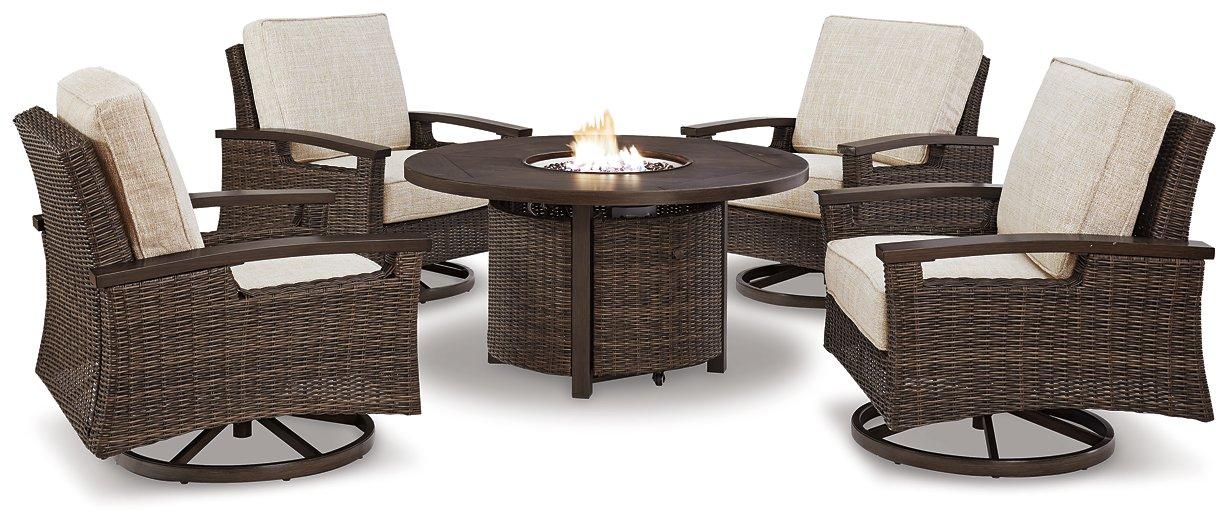 Paradise Trail Paradise Trail Fire Pit Table with 4 Nuvella Swivel Lounge Chairs - Image 2