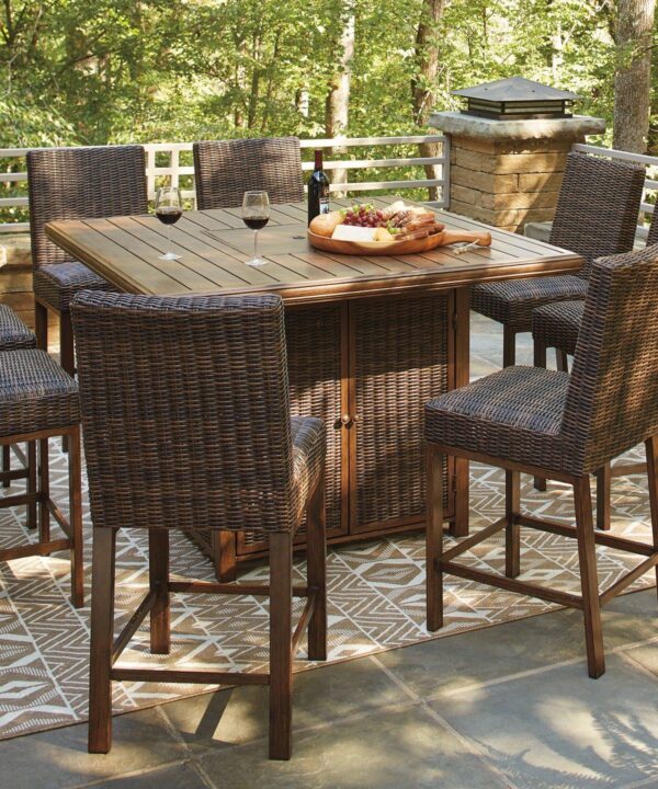 Paradise Trail Outdoor Counter Height Dining Table with 4 Barstools image