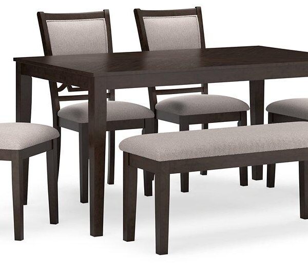 Langwest Dining Table and 4 Chairs and Bench (Set of 6) image