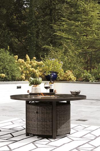 Paradise Trail Paradise Trail Fire Pit Table with 4 Nuvella Swivel Lounge Chairs - Image 11
