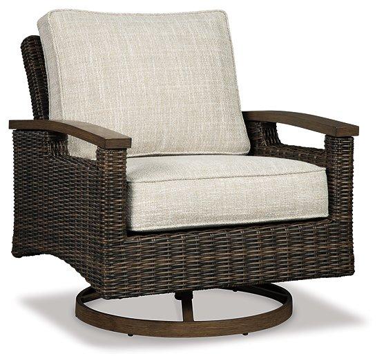 Paradise Trail Paradise Trail Fire Pit Table with 4 Nuvella Swivel Lounge Chairs - Image 3