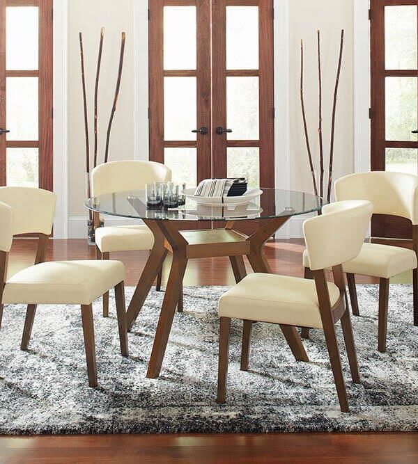 Paxton Mid Century Modern Nutmeg Glass Dining Table image