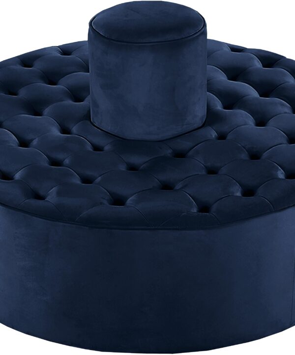 Banquet Navy Velvet Ottoman/Bench