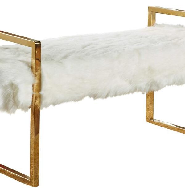 Chloe White Faux Fur Bench