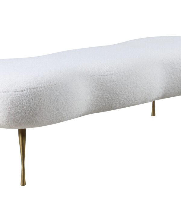 Nube White Faux Sheepskin Fur Bench