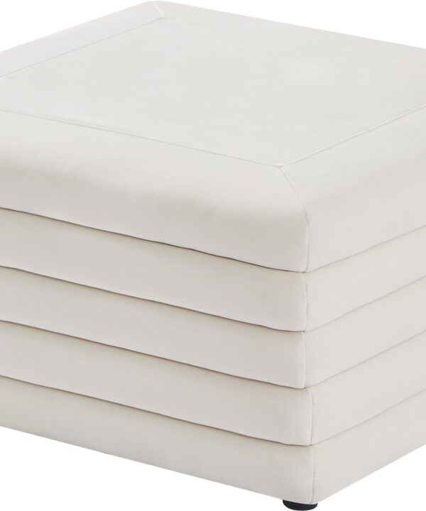 Lorenzo Cream Velvet Ottoman