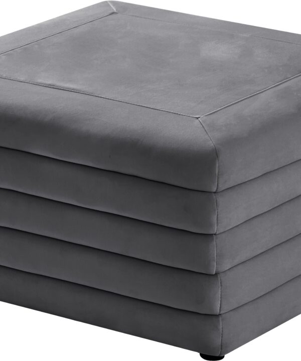 Lorenzo Grey Velvet Ottoman