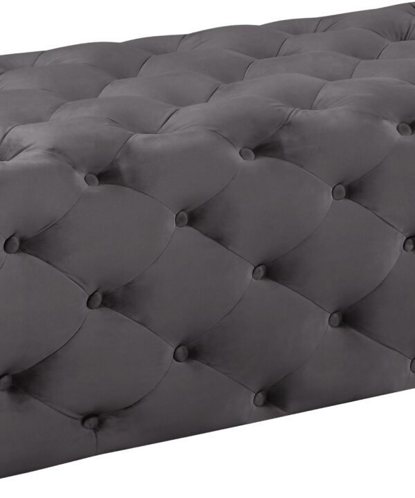 Casey Grey Velvet Ottoman/Bench