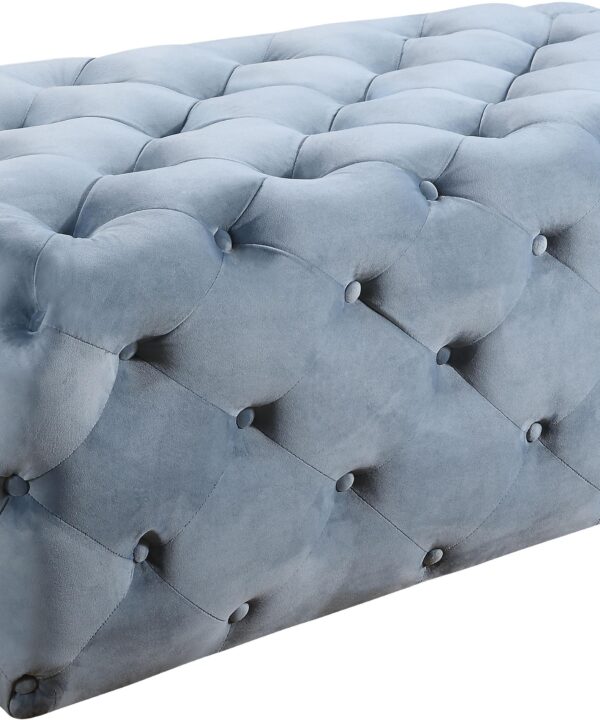 Casey Sky Blue Velvet Ottoman/Bench