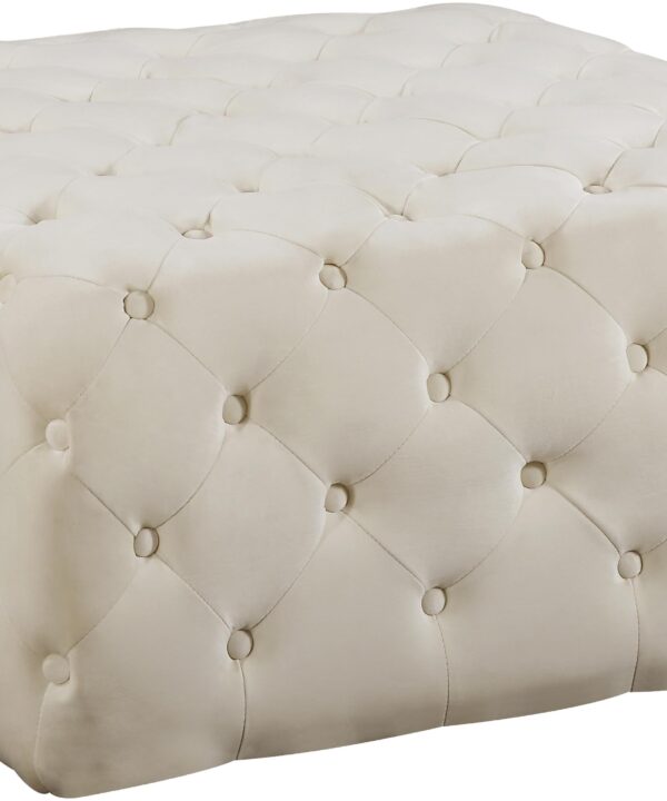 Ariel Cream Velvet Ottoman/Bench