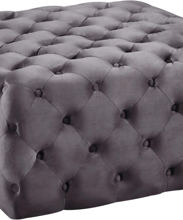 Ariel Grey Velvet Ottoman/Bench