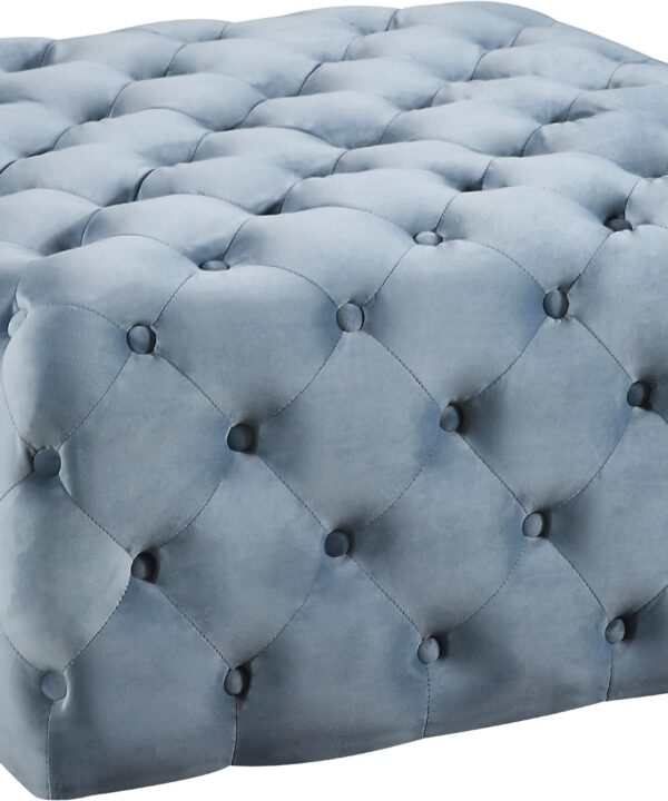 Ariel Sky Blue Velvet Ottoman/Bench