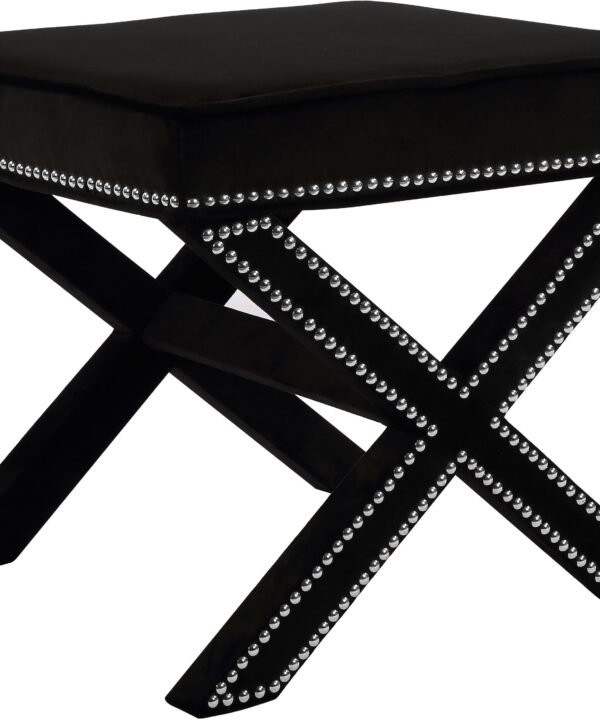 Nixon Black Velvet Ottoman/Bench