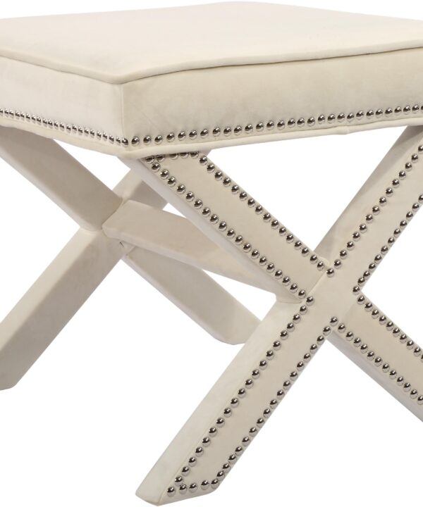 Nixon Cream Velvet Ottoman/Bench