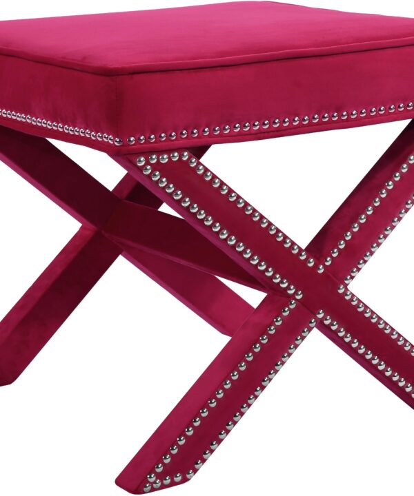 Nixon Pink Velvet Ottoman/Bench