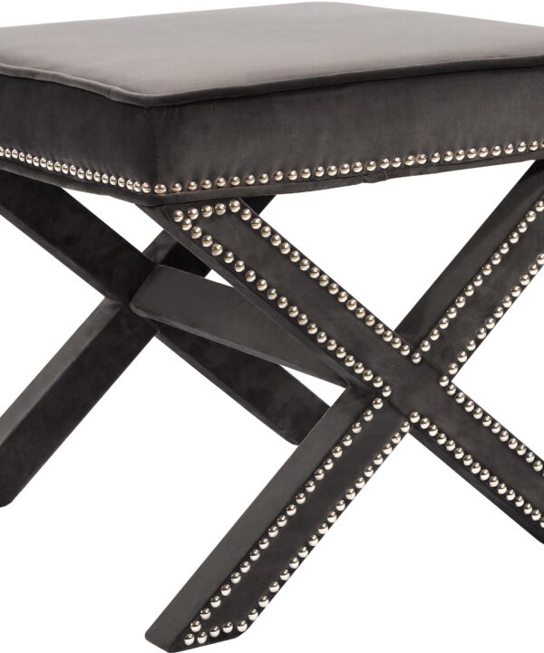 Nixon Grey Velvet Ottoman/Bench