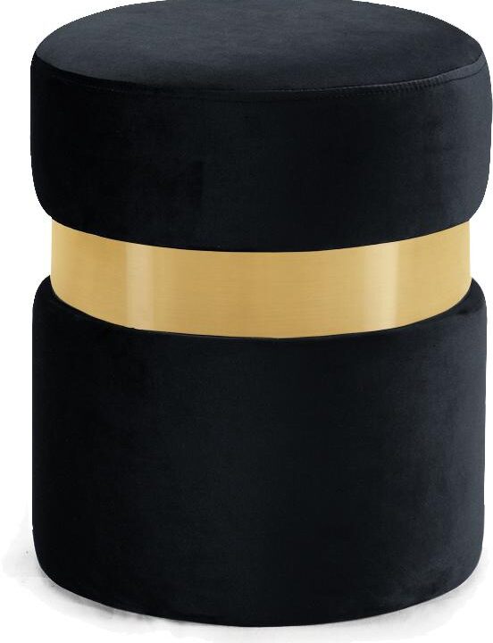 Hailey Black Velvet Ottoman/Stool