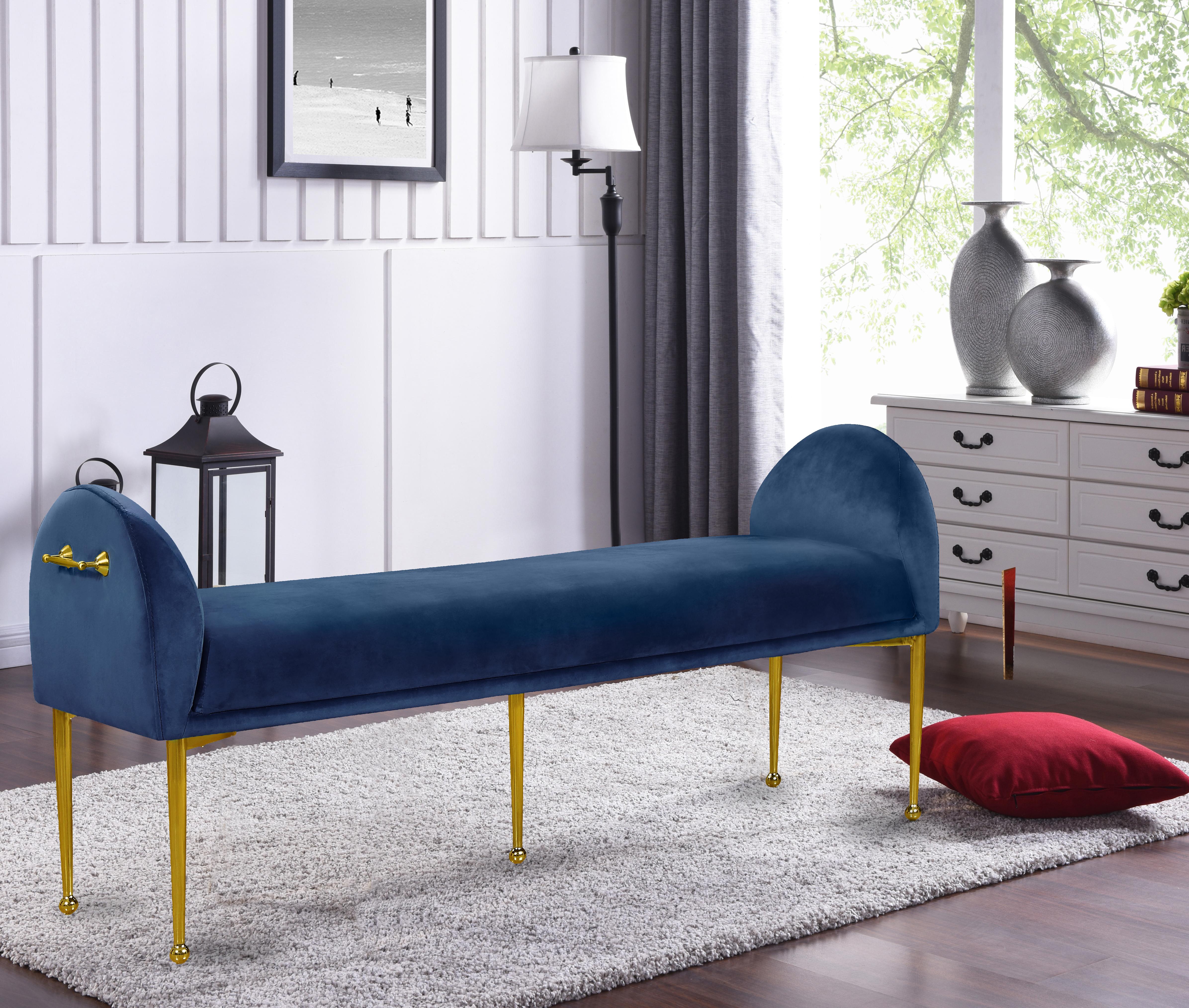 Owen Navy Velvet Bench - Image 2