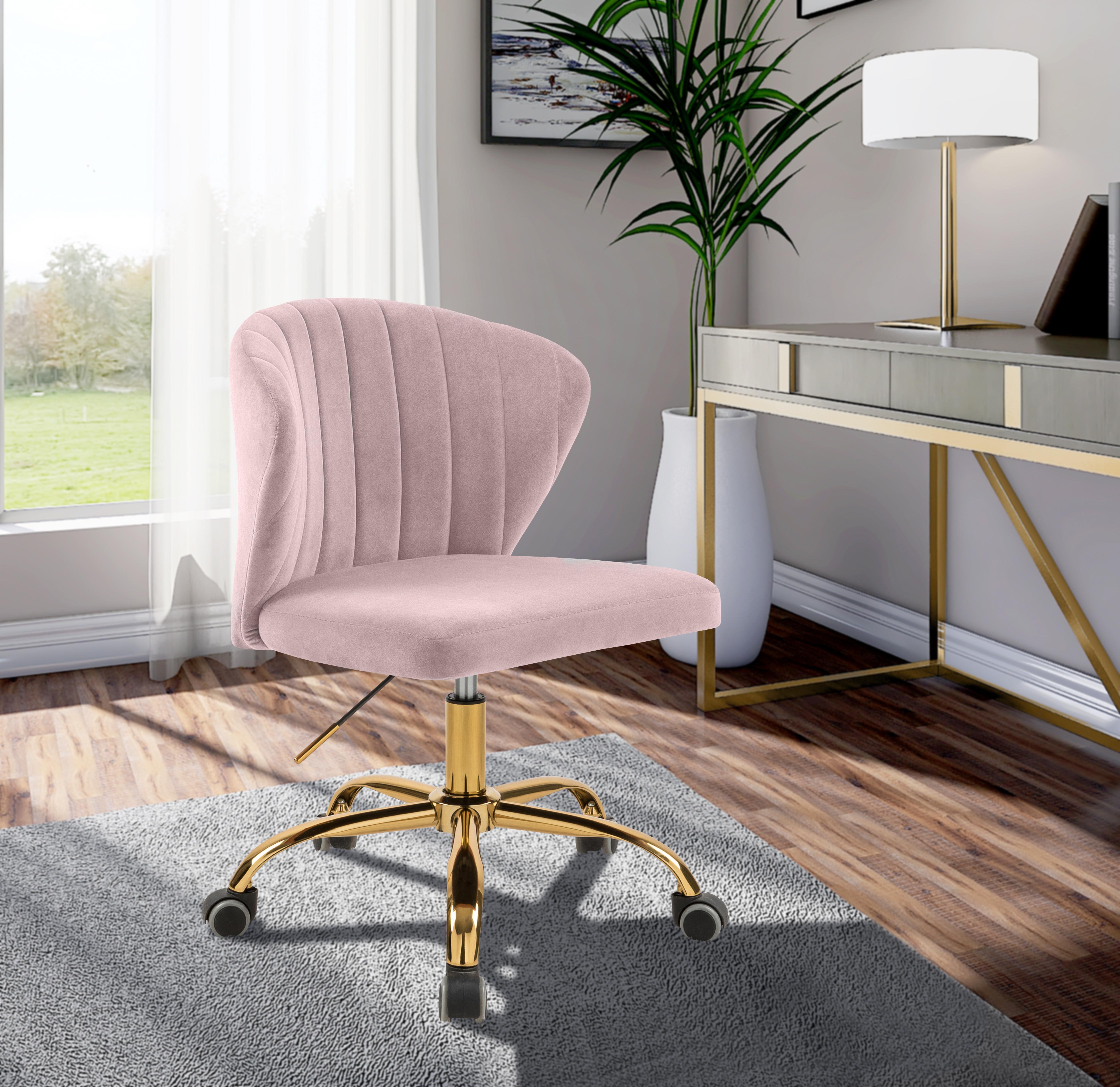 Finley Pink Velvet Office Chair - Image 2