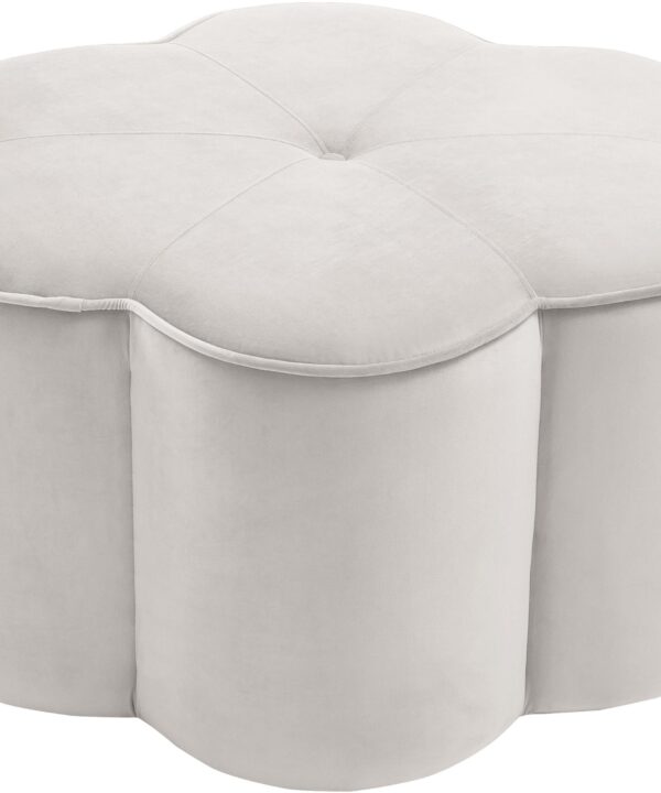 Daisy Cream Velvet Ottoman