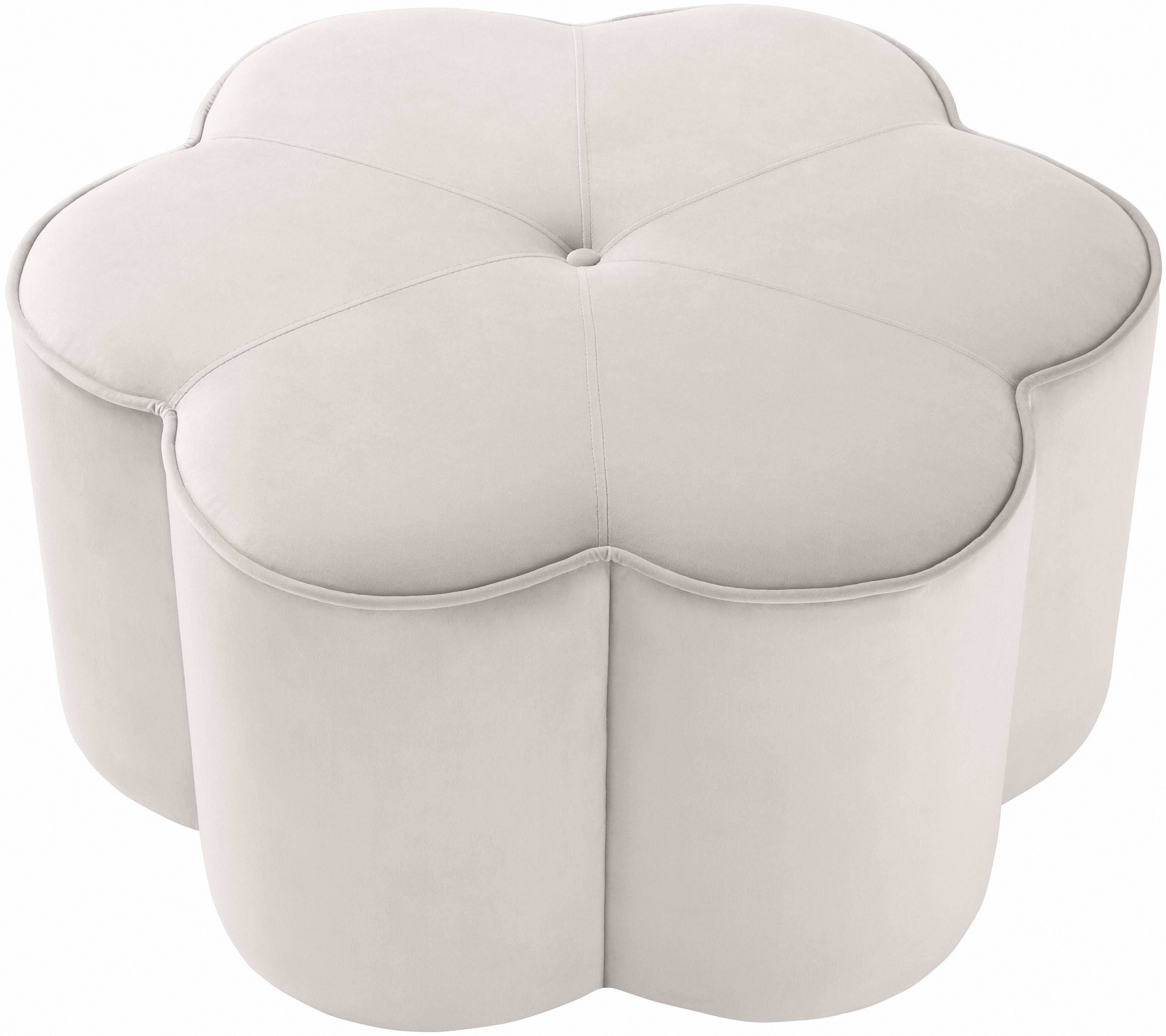 Daisy Cream Velvet Ottoman - Image 3