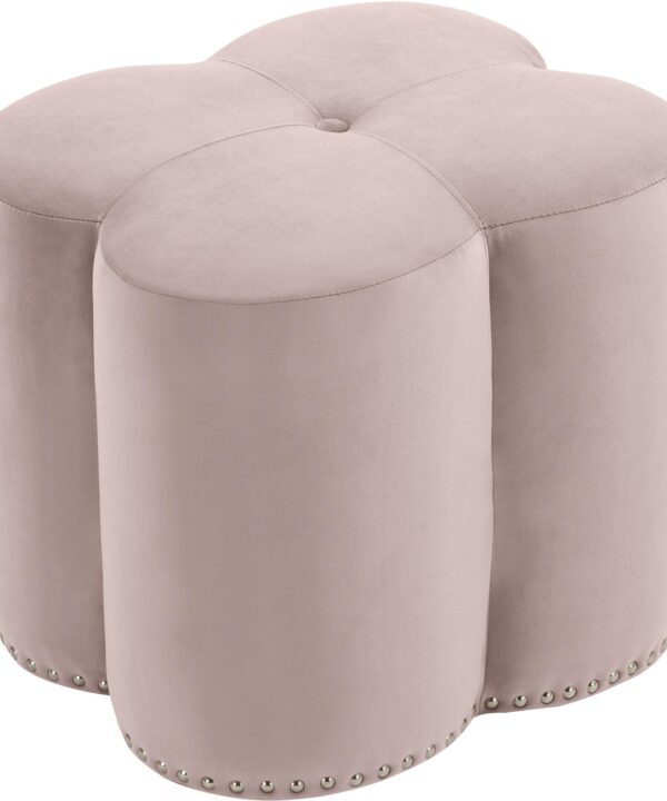 Clover Pink Velvet Ottoman