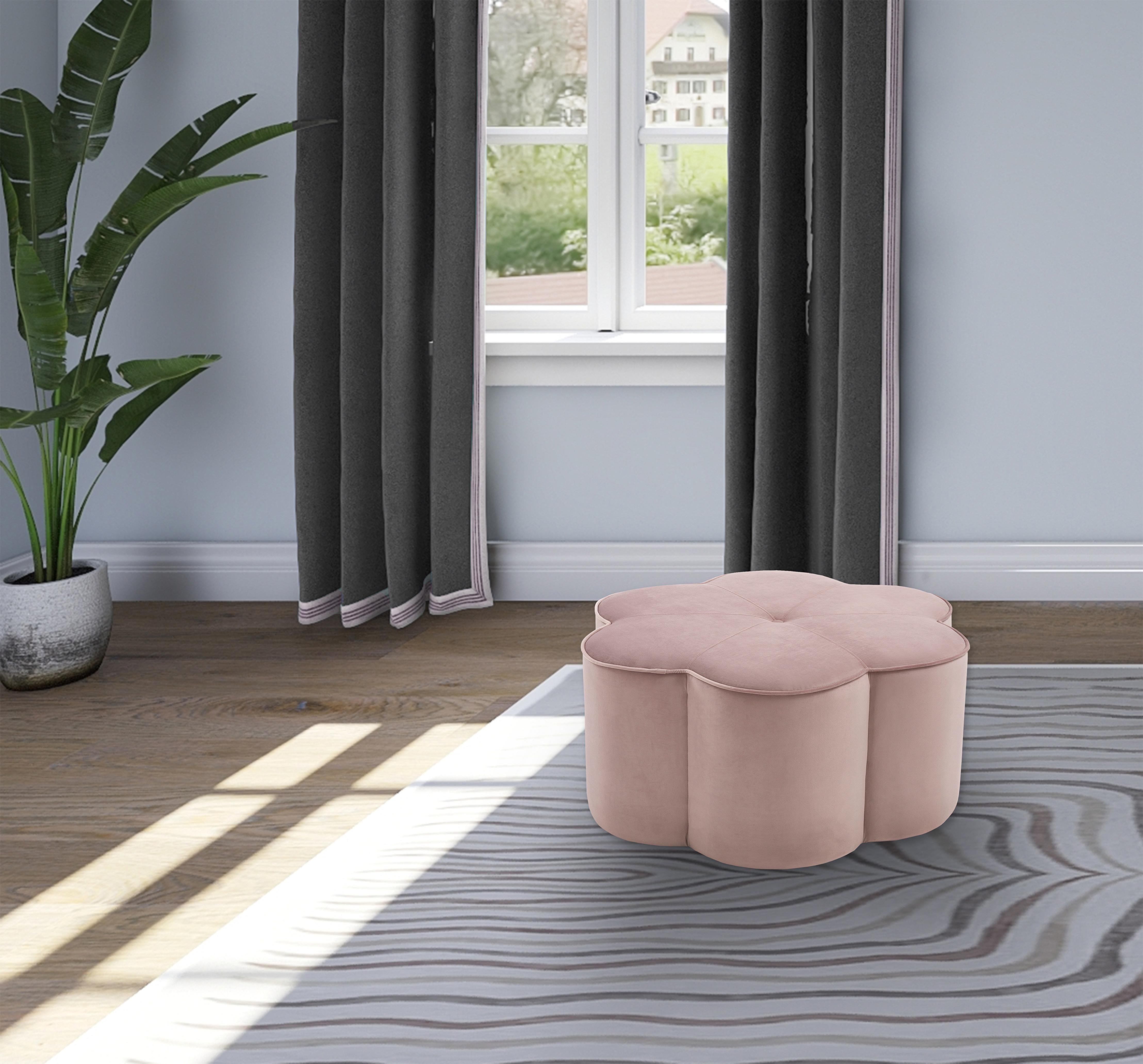 Daisy Pink Velvet Ottoman - Image 2