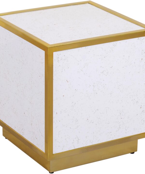 Glitz White Faux Marble End Table - Luxe Home Furnishings (Jersey City, NJ)