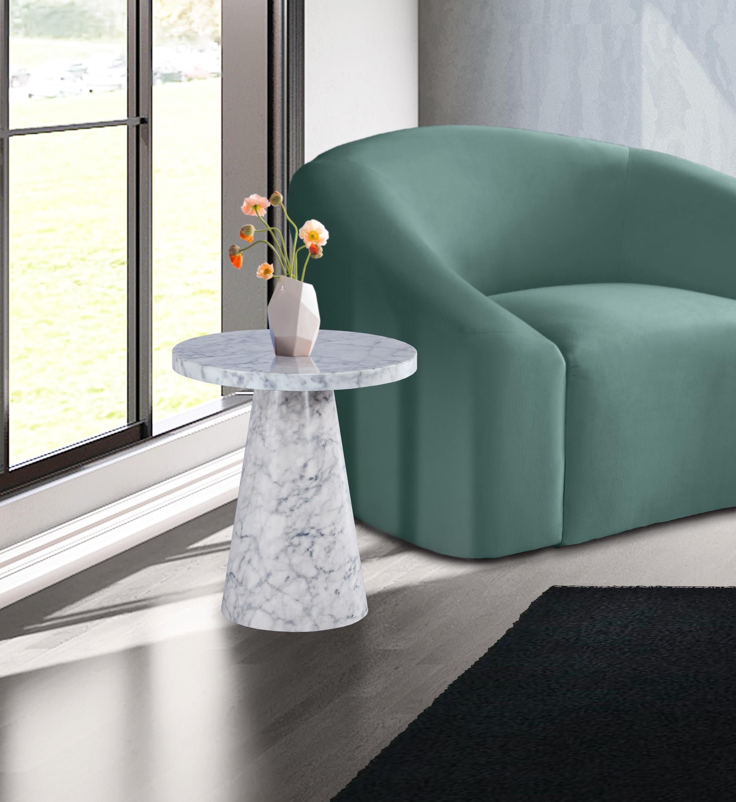 Omni White Faux Marble End Table - Luxe Home Furnishings (Jersey City, NJ)