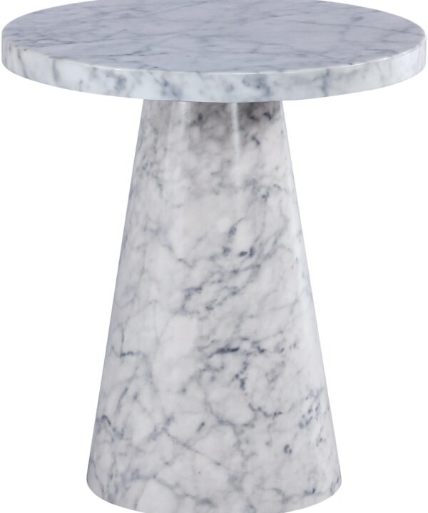 Omni White Faux Marble End Table - Luxe Home Furnishings (Jersey City, NJ)