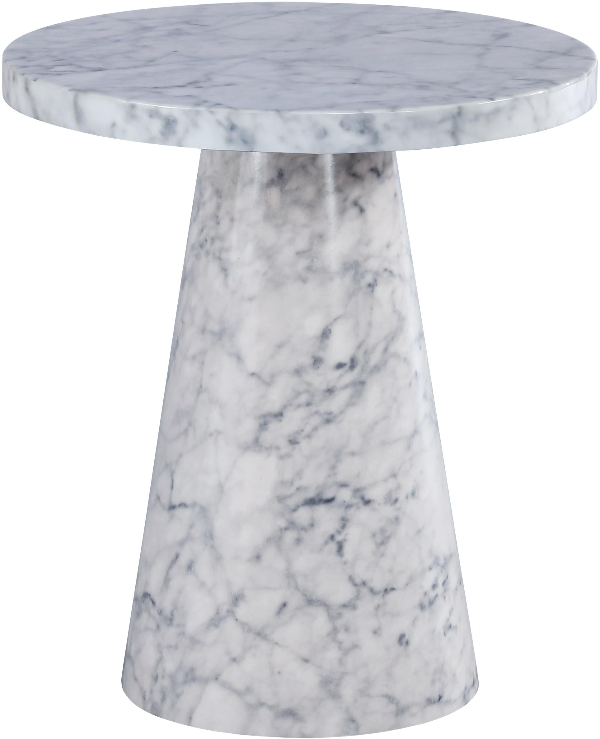 Omni White Faux Marble End Table - Luxe Home Furnishings (Jersey City, NJ)