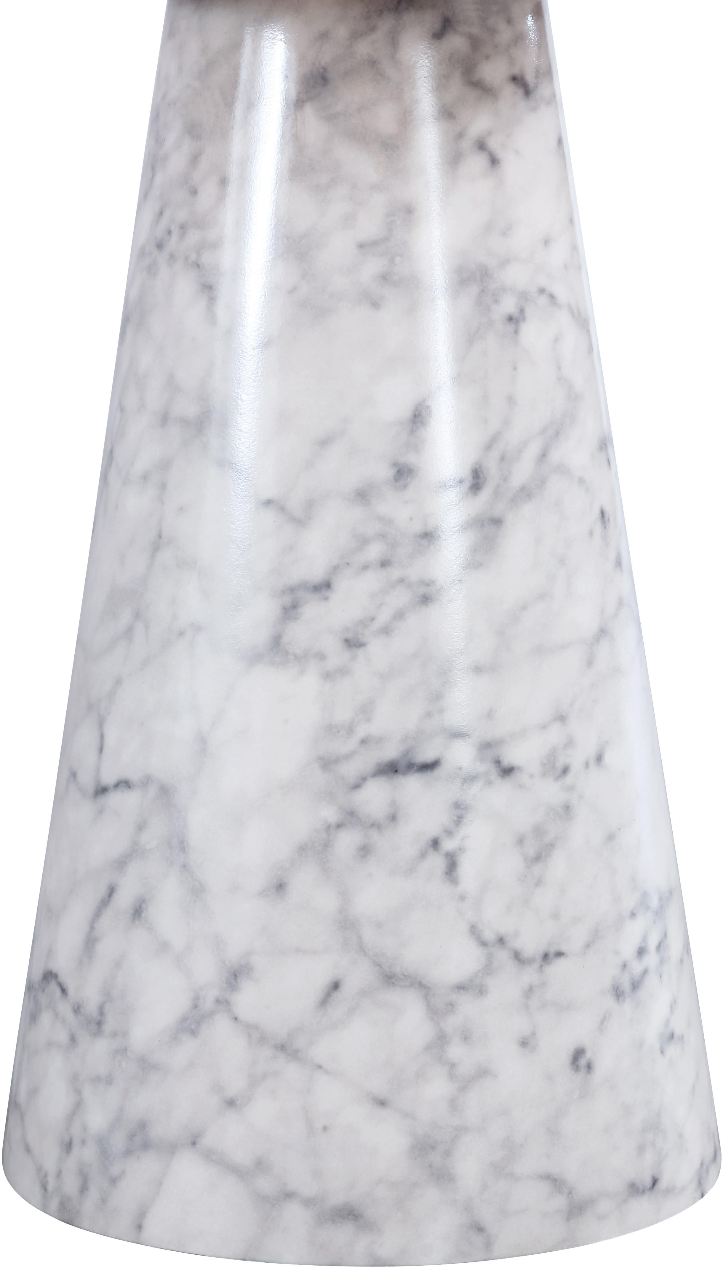 Omni White Faux Marble End Table - Luxe Home Furnishings (Jersey City, NJ)