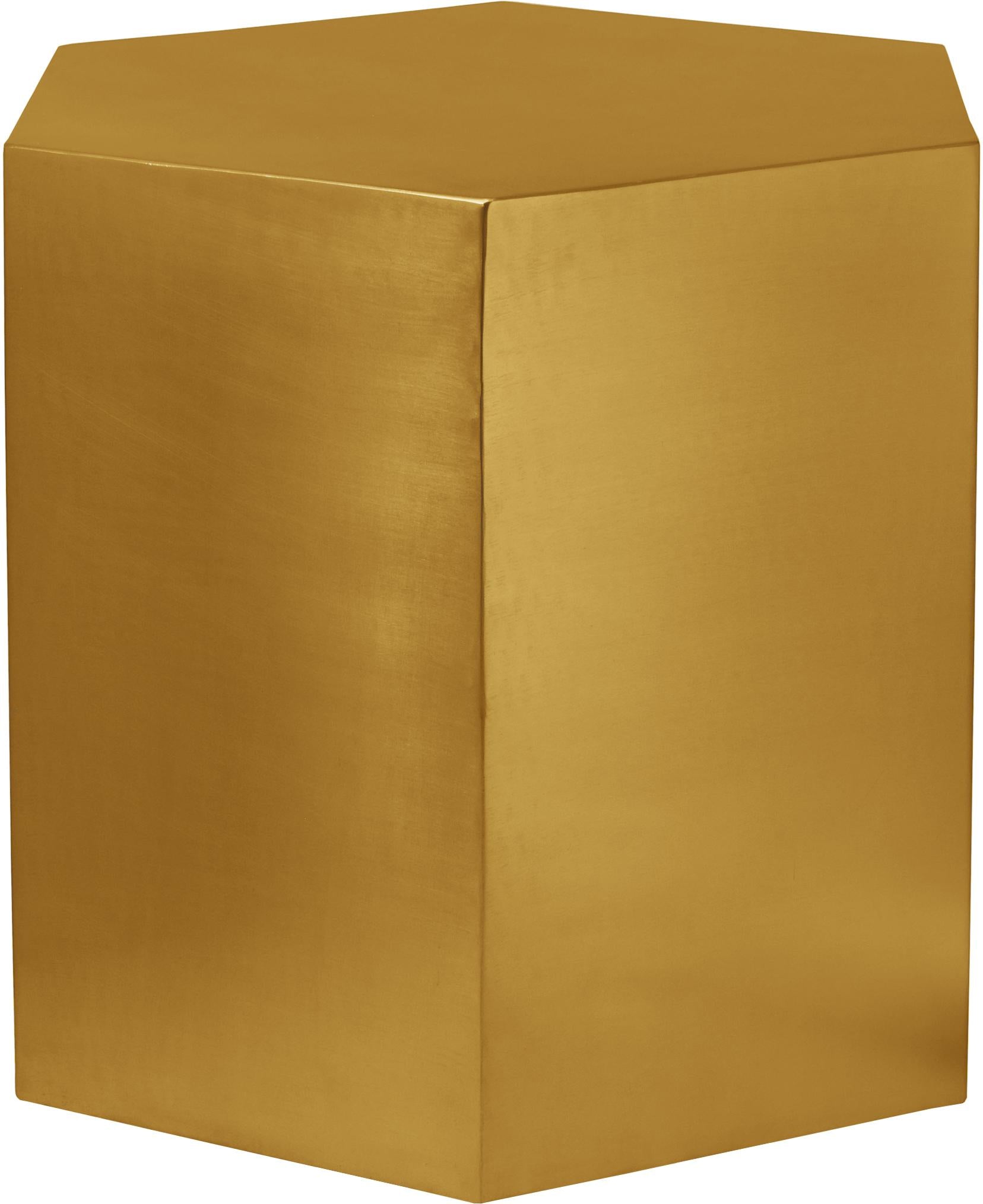 Hexagon Brushed Gold End Table - Luxe Home Furnishings (Jersey City, NJ)