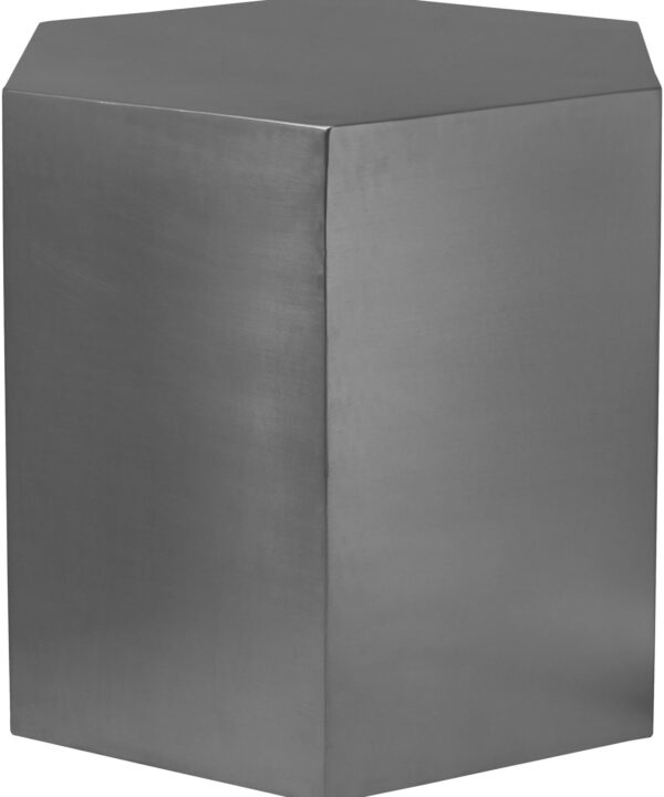 Hexagon Brushed Chrome End Table - Luxe Home Furnishings (Jersey City, NJ)