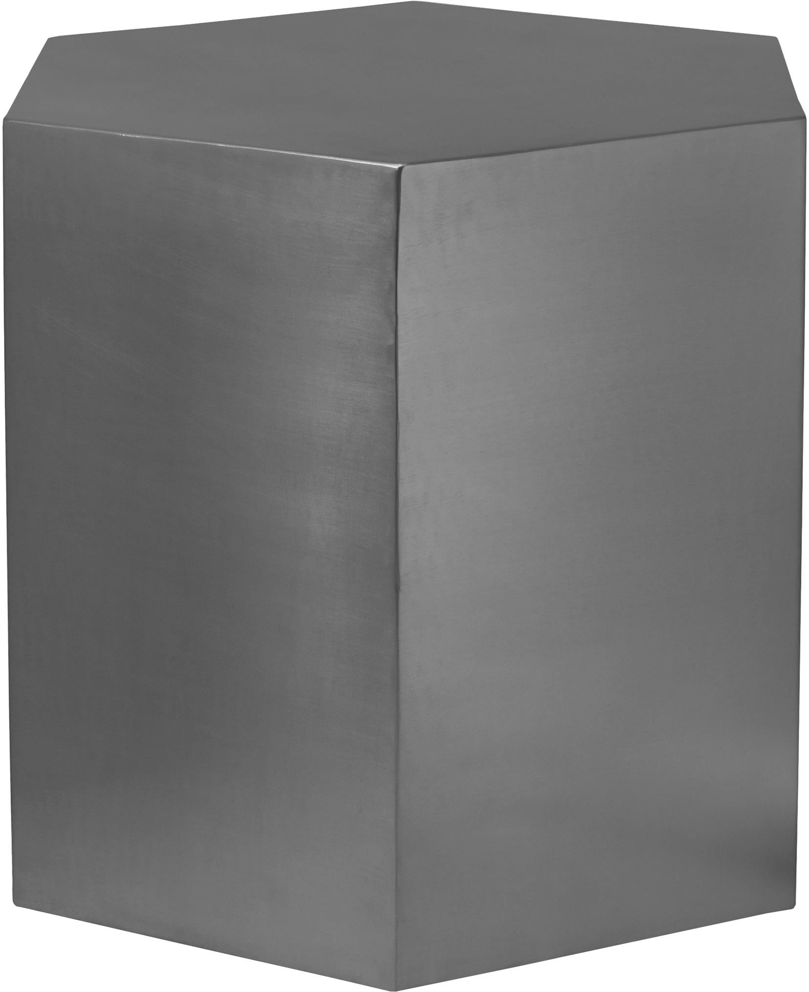 Hexagon Brushed Chrome End Table - Luxe Home Furnishings (Jersey City, NJ)