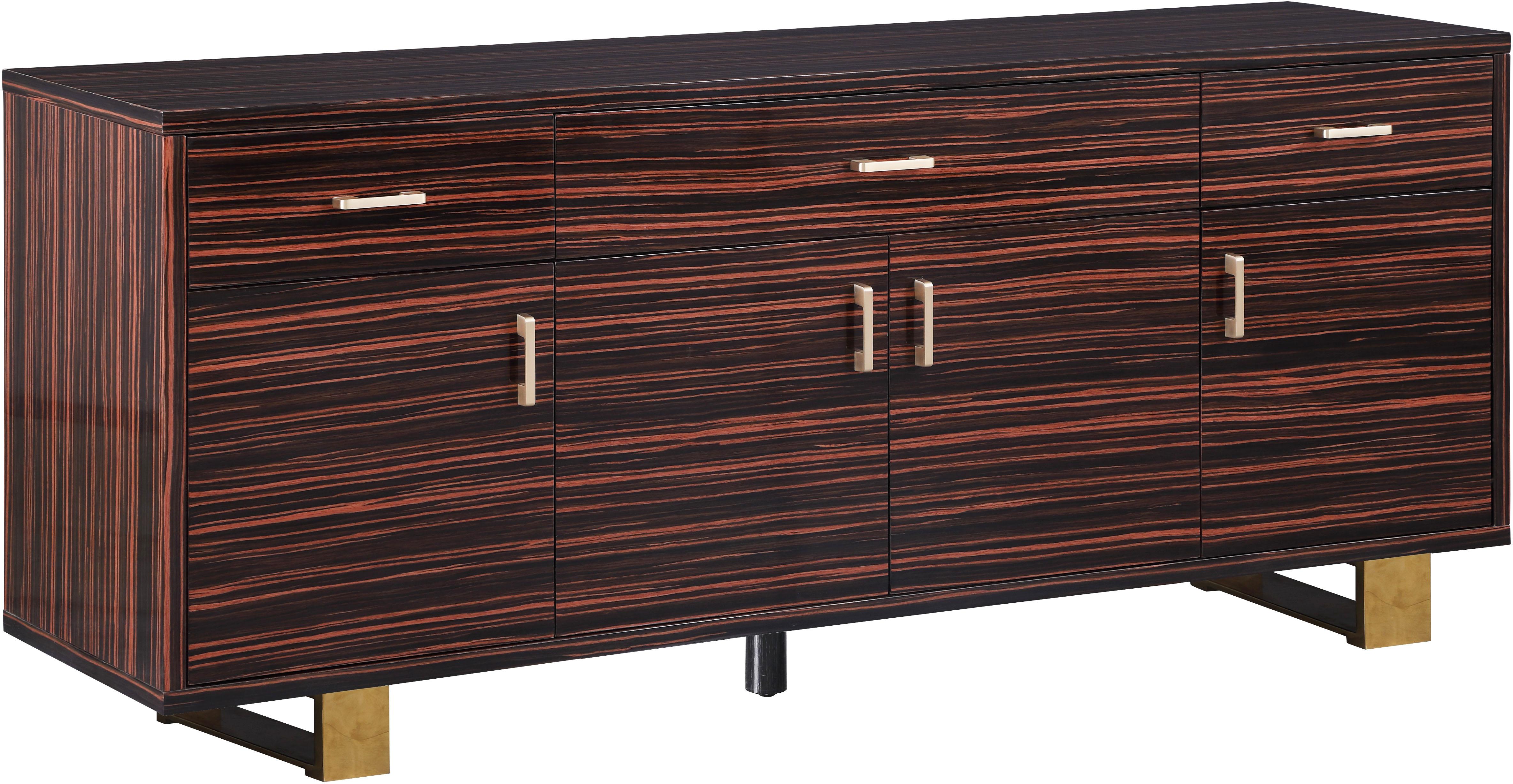 Excel Brown Zebra Wood Veneer Lacquer Sideboard/Buffet - Luxe Home Furnishings (Jersey City, NJ)