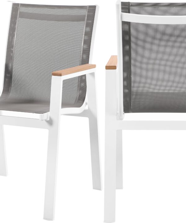 Nizuc Grey Mesh Waterproof Fabric Outdoor Patio Aluminum Mesh Dining Arm Chair - Luxe Home Furnishings (Jersey City, NJ)