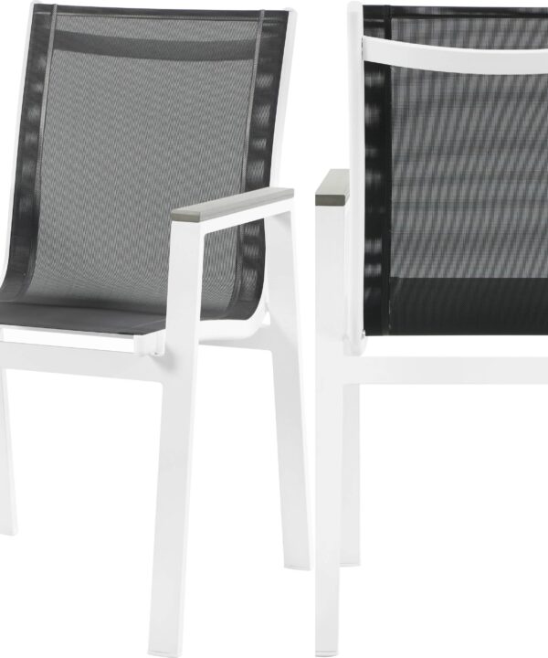 Nizuc Black Mesh Waterproof Fabric Outdoor Patio Aluminum Mesh Dining Arm Chair - Luxe Home Furnishings (Jersey City, NJ)