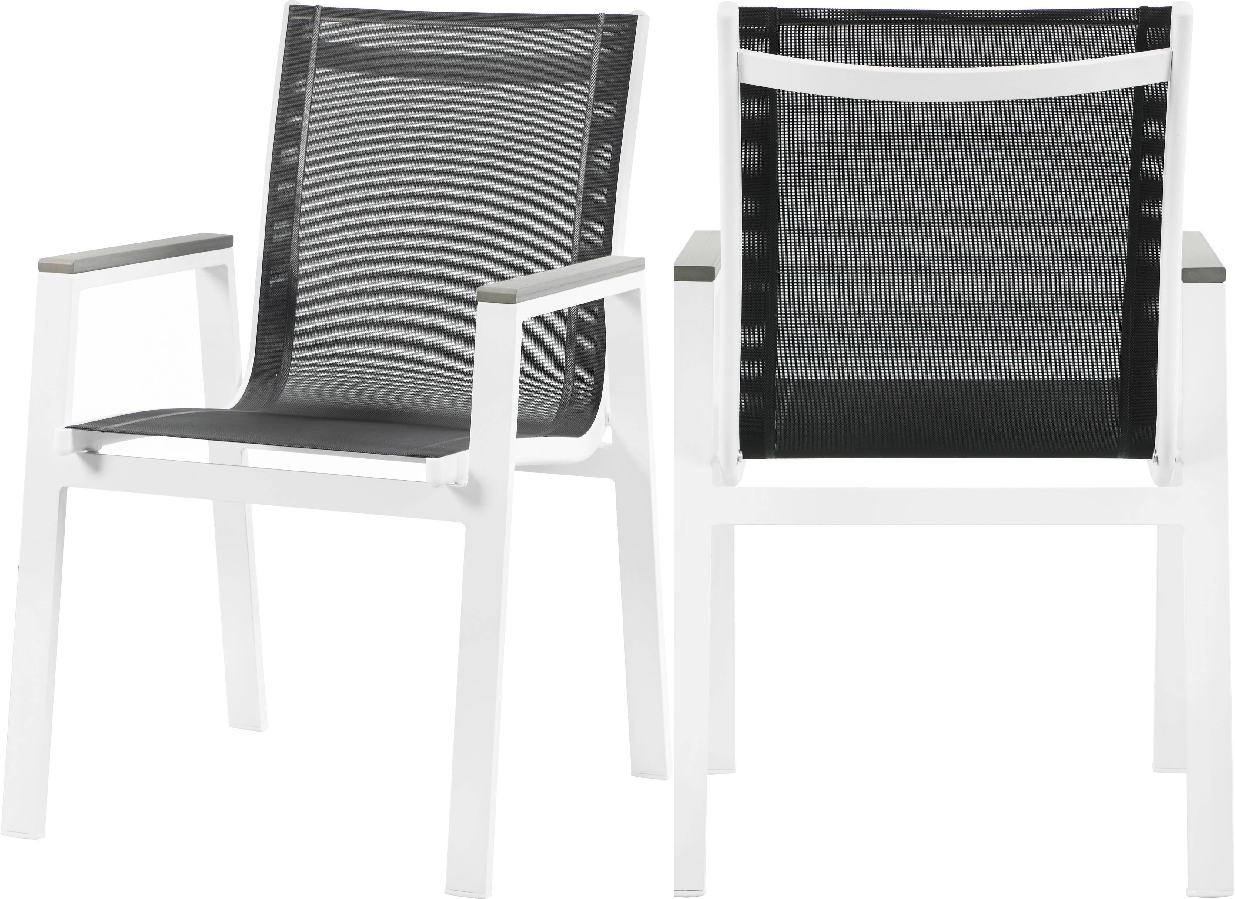 Nizuc Black Mesh Waterproof Fabric Outdoor Patio Aluminum Mesh Dining Arm Chair - Luxe Home Furnishings (Jersey City, NJ)