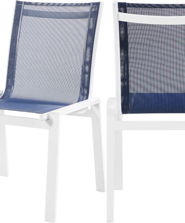 Nizuc Navy Mesh Waterproof Fabric Outdoor Patio Aluminum Mesh Dining Chair - Luxe Home Furnishings (Jersey City, NJ)