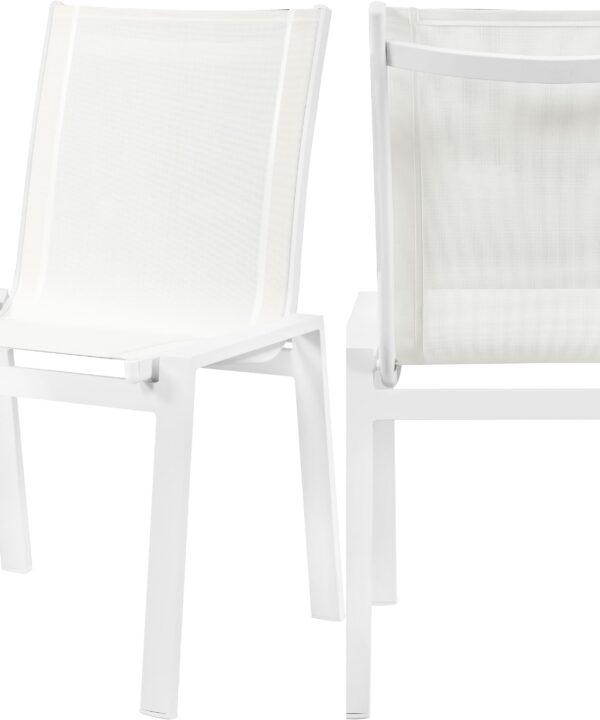 Nizuc White Mesh Waterproof Fabric Outdoor Patio Aluminum Mesh Dining Chair - Luxe Home Furnishings (Jersey City, NJ)