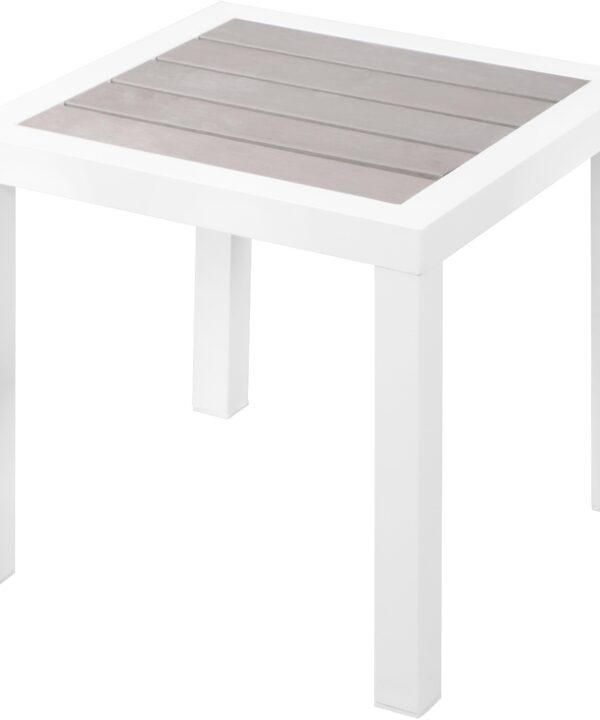 Nizuc Grey manufactured wood Outdoor Patio Aluminum End Table - Luxe Home Furnishings (Jersey City, NJ)
