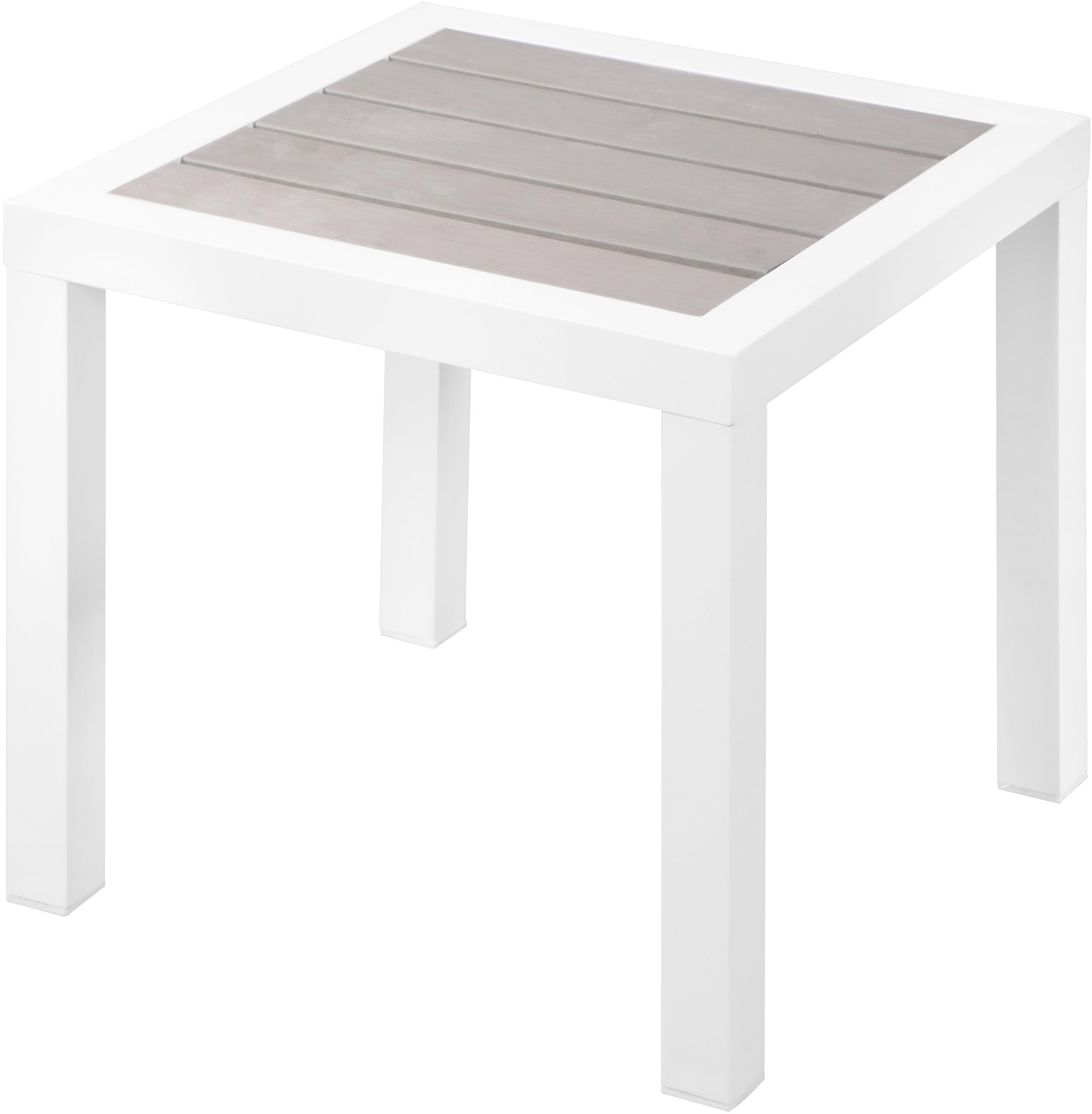 Nizuc Grey manufactured wood Outdoor Patio Aluminum End Table - Luxe Home Furnishings (Jersey City, NJ)